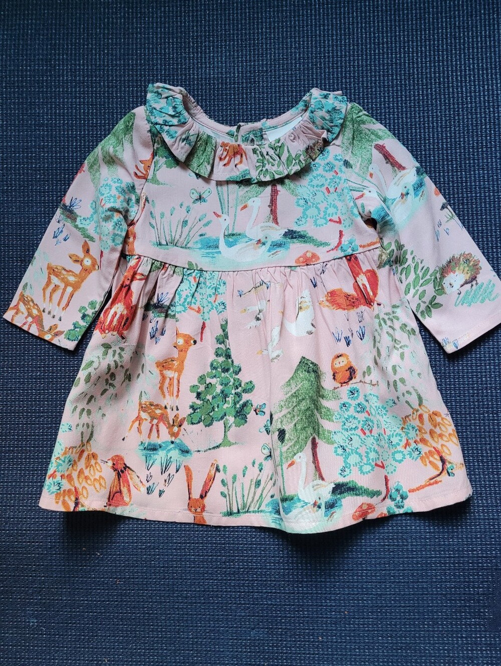 *next baby* Pink Woodland Print Long Sleeve Dress  Up to 1 mth  NWT